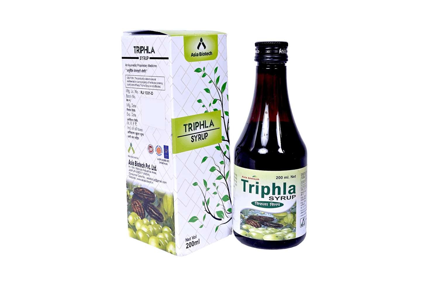 Asia Biotech Triphala Syrup |All-in-one Digestive Care Solution | Long term constipation, digestive problem relief supplement | Improves Gut Health | 100 % Ayurvedic Formula | Pack of 2 x 200 ml