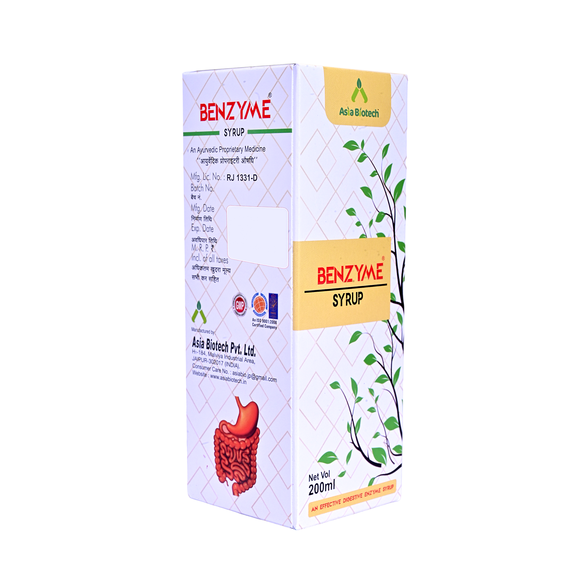 Asia Biotech Benzyme Syrup| Ayurvedic Digestive Care Syrup For Digestion Acidity Gas And Bloating| (200 ml x Pack Of 2)