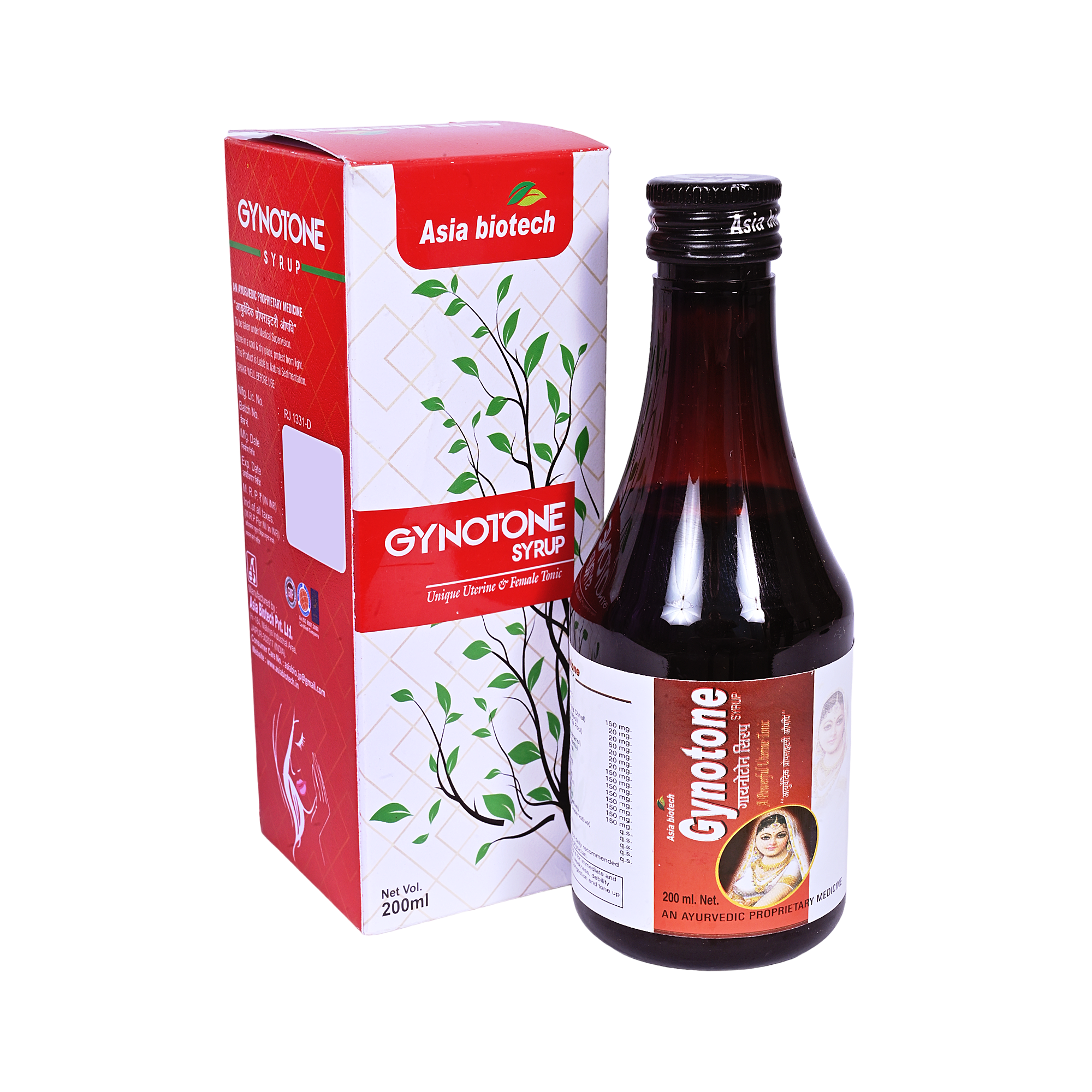 Asia Biotech Gynotone Syrup an Ayurvedic Female Tonic Which Help in The Solution of Female Discomfort - 2 x 200 ML